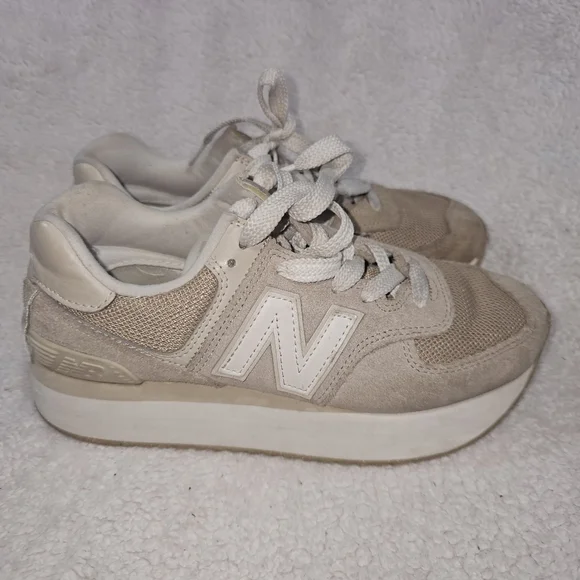New Balance Womens 574 Stacked Platform Driftwood WL574ZSM - Picture 6 of 15